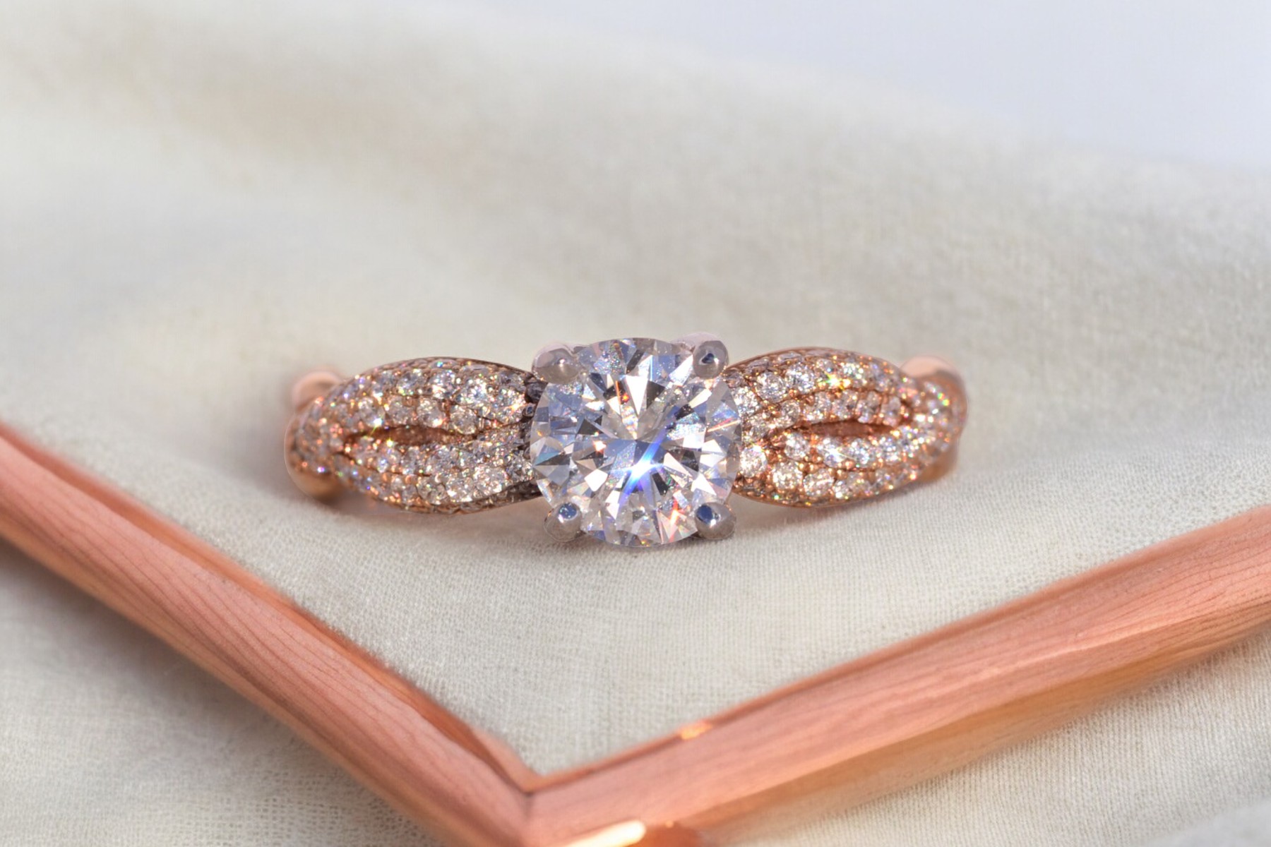 The Zega: Signed Round Brilliant Cut Natural Diamond Engagement Ring in Rose Gold - Image 11
