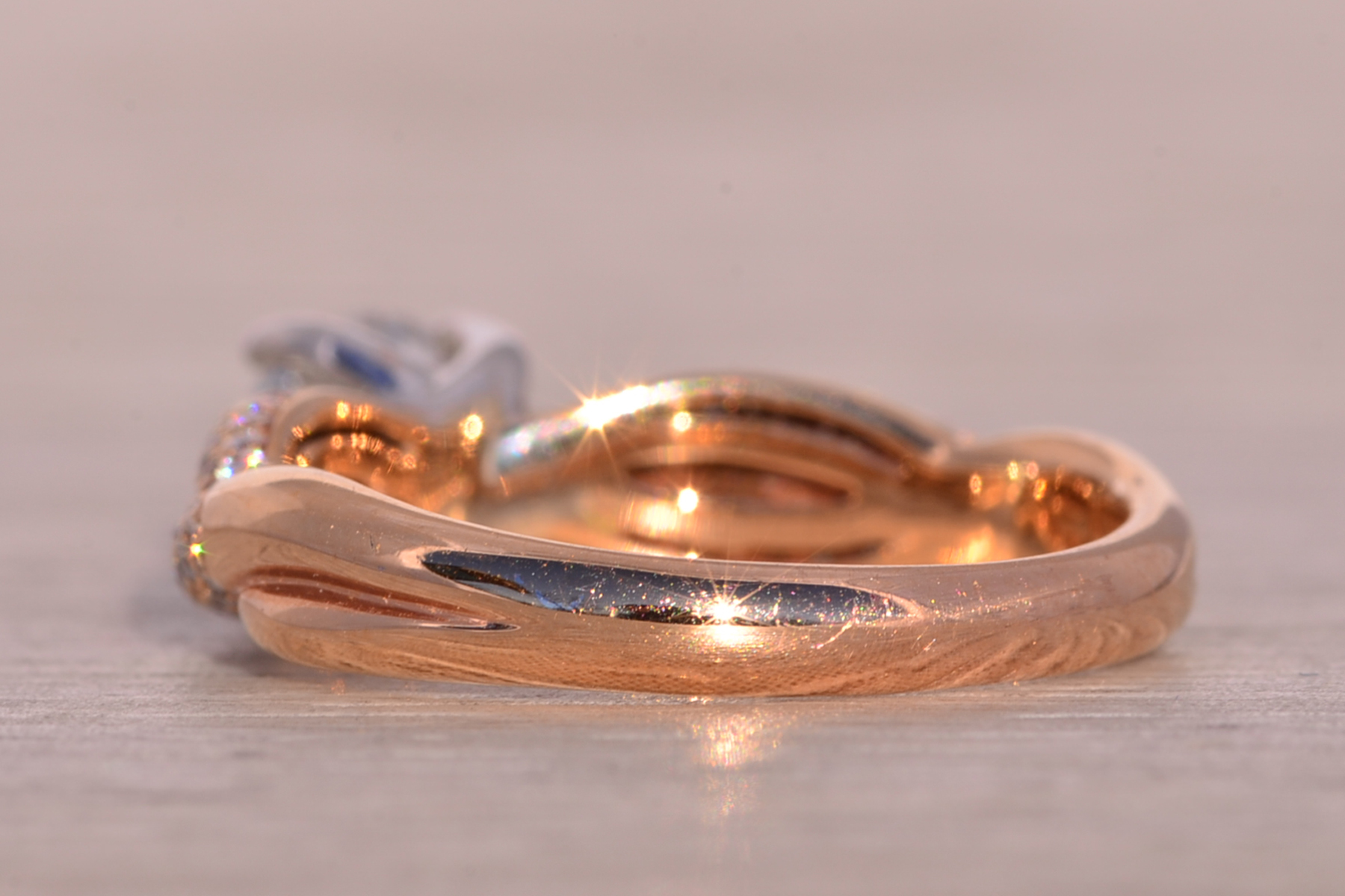 The Zega: Signed Round Brilliant Cut Natural Diamond Engagement Ring in Rose Gold - Image 4