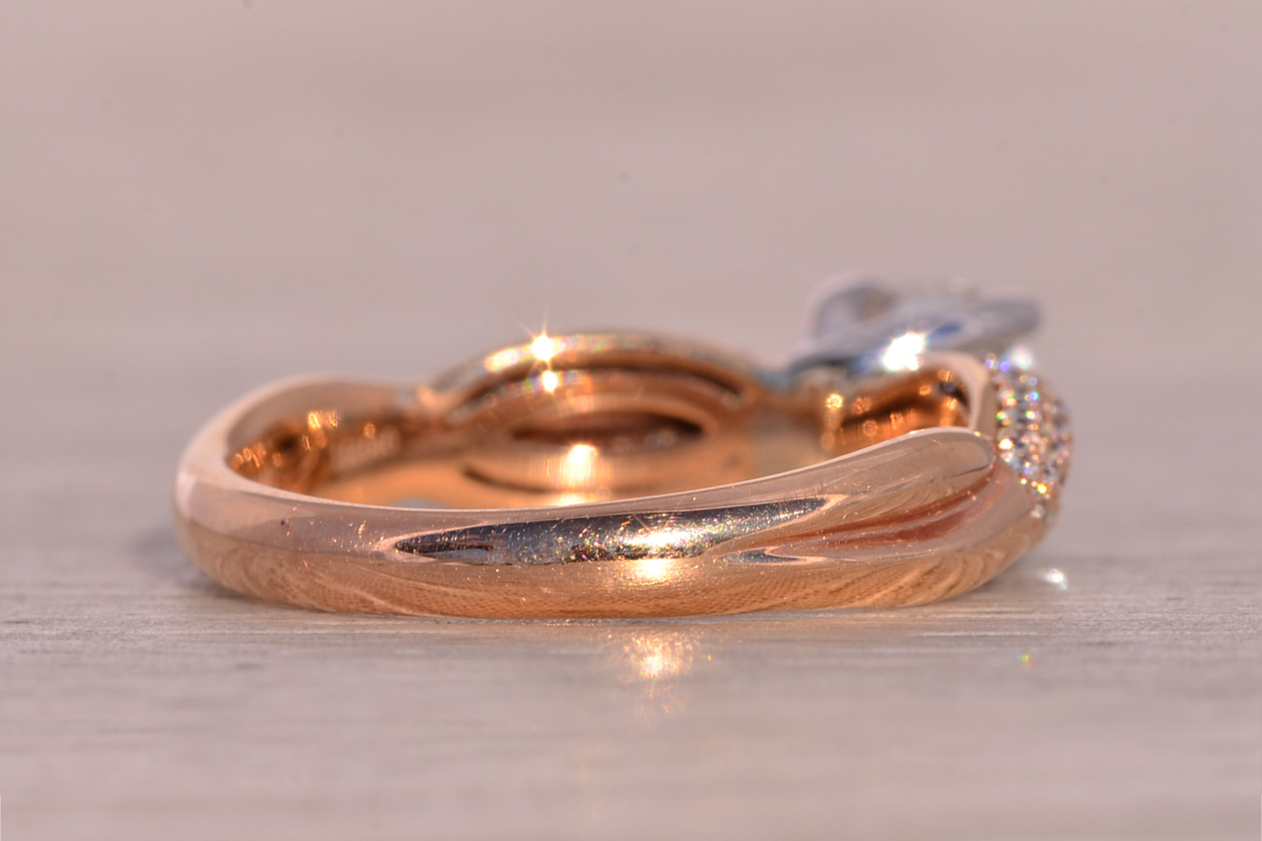 The Zega: Signed Round Brilliant Cut Natural Diamond Engagement Ring in Rose Gold - Image 5