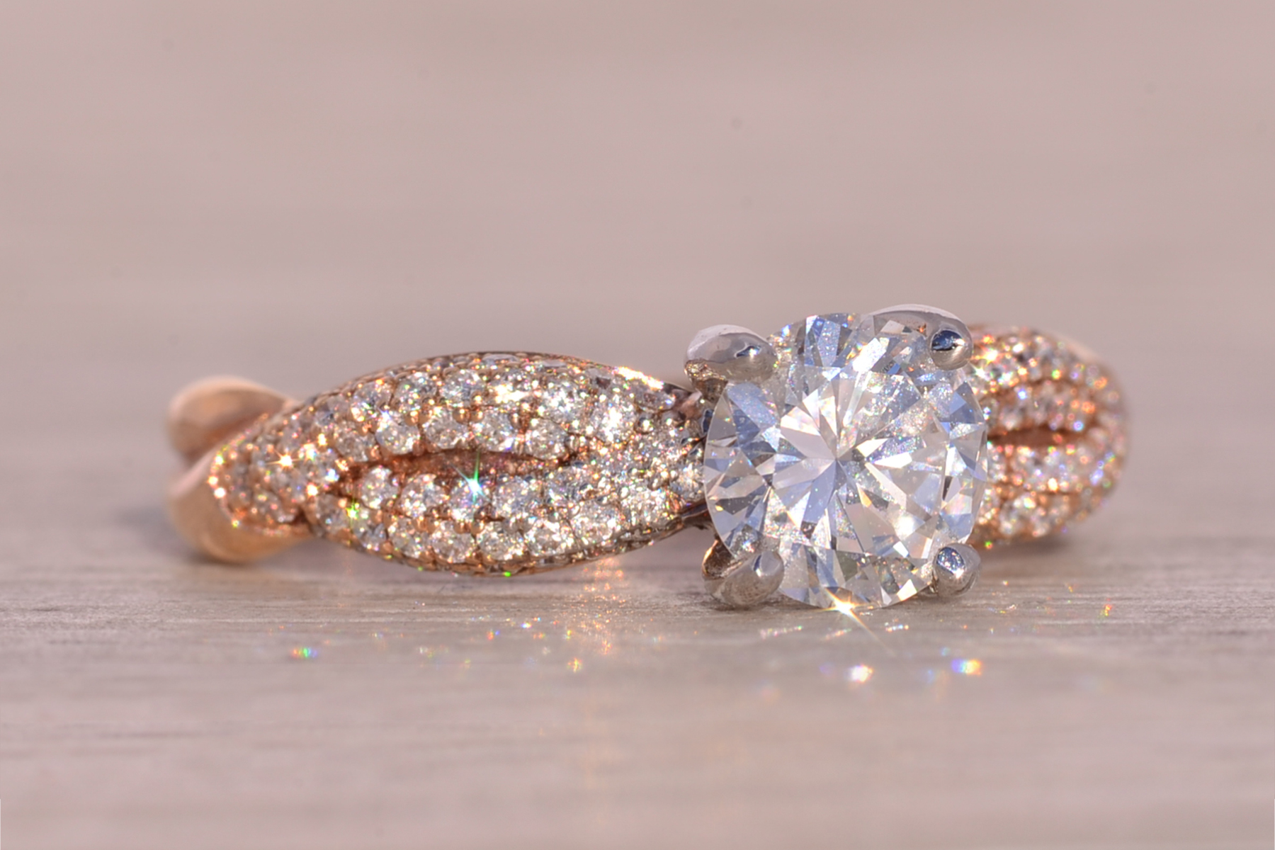 The Zega: Signed Round Brilliant Cut Natural Diamond Engagement Ring in Rose Gold - Image 6