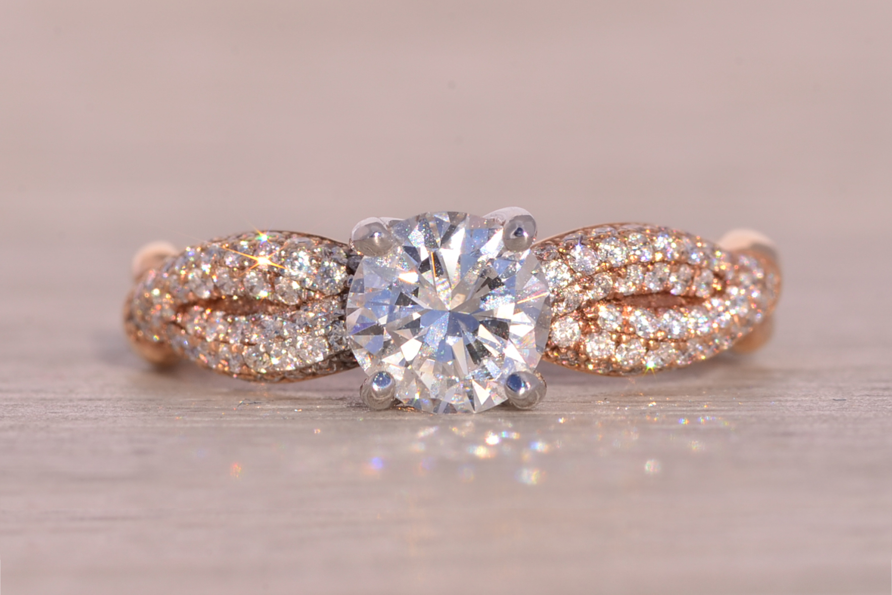 The Zega: Signed Round Brilliant Cut Natural Diamond Engagement Ring in Rose Gold - Image 7