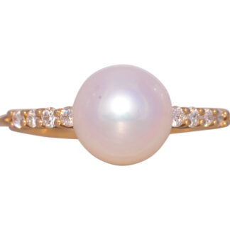 SOLD - The Looker: Gabriel and Company Signed Pearl and Natural Diamond Ring in Yellow Gold