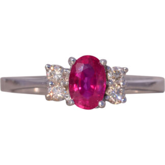 The Takie: Ruby and Natural Diamond Ring in White Gold
