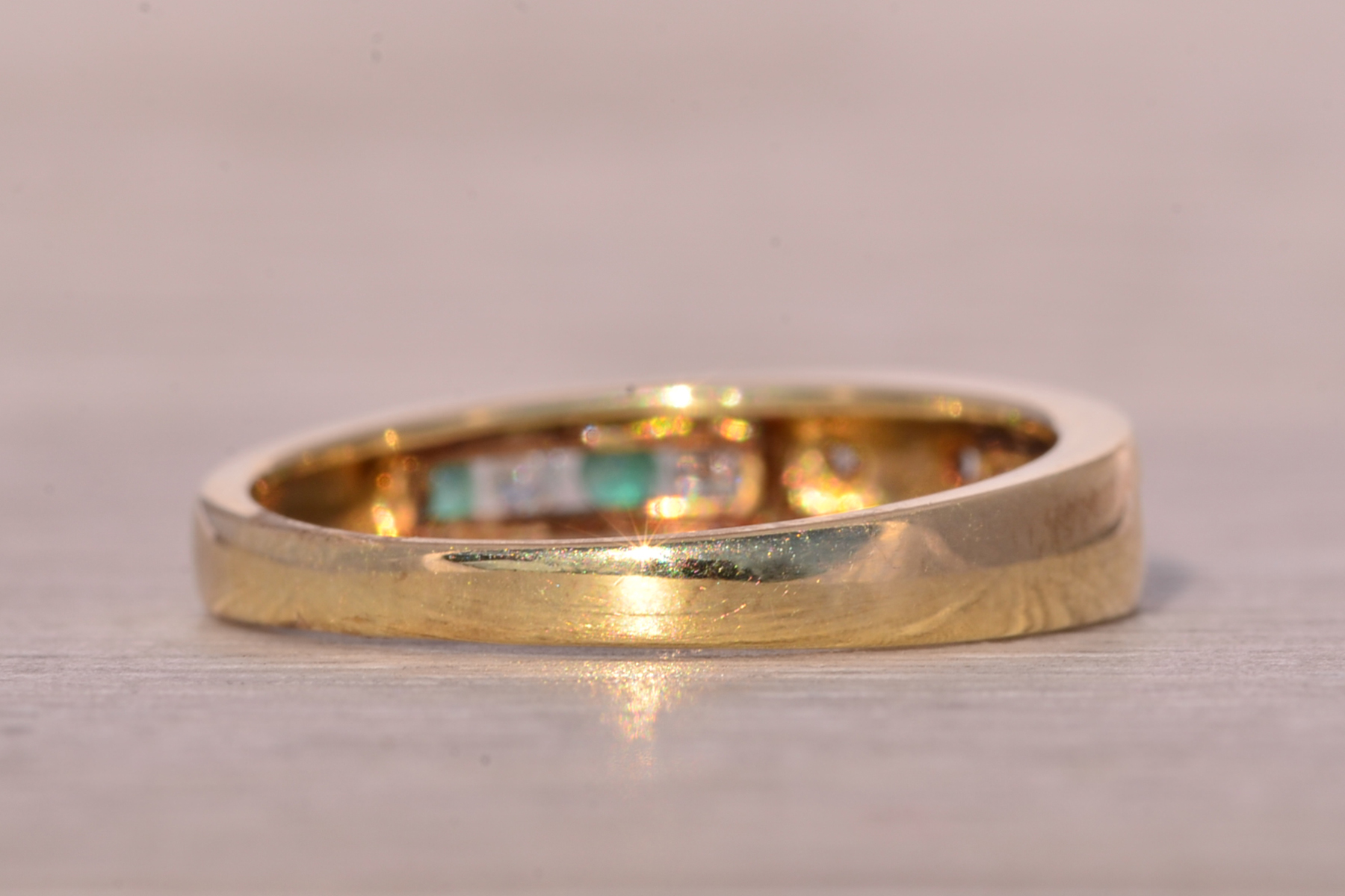 SOLD - The Deepi: Irish Made Claddagh Ring with Emeralds and Natural Diamonds in Yellow Gold - Image 5
