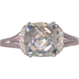 The Zazz: Prasiolite and Natural Diamond Ring in White Gold