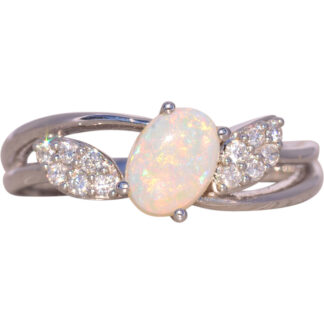 The Back: Australian Opal and Natural Diamond Ring in White Gold