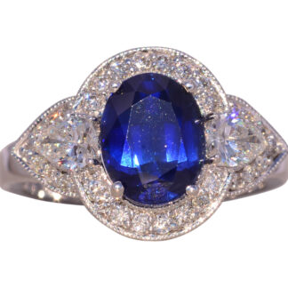 The Nirvana: Natural Blue Sapphire and Diamond Ring in White Gold