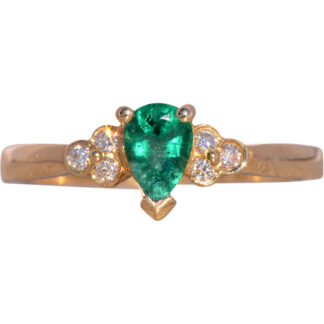 The Braz: Vivid Natural Emerald and Diamond Ring in Yellow Gold