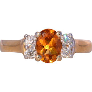 The Rocki: Citrine and Natural Diamond Ring in Yellow Gold