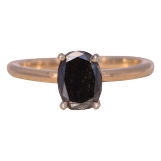 The Midnight Eclipse: Black Diamond Ring in Yellow and White Gold