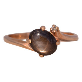 SOLD - The Starry Night: Black Star Sapphire and Diamond Ring in Rose Gold