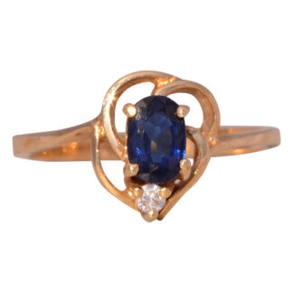 The Celestial Sweep: Sapphire and Diamond Ring in Yellow Gold