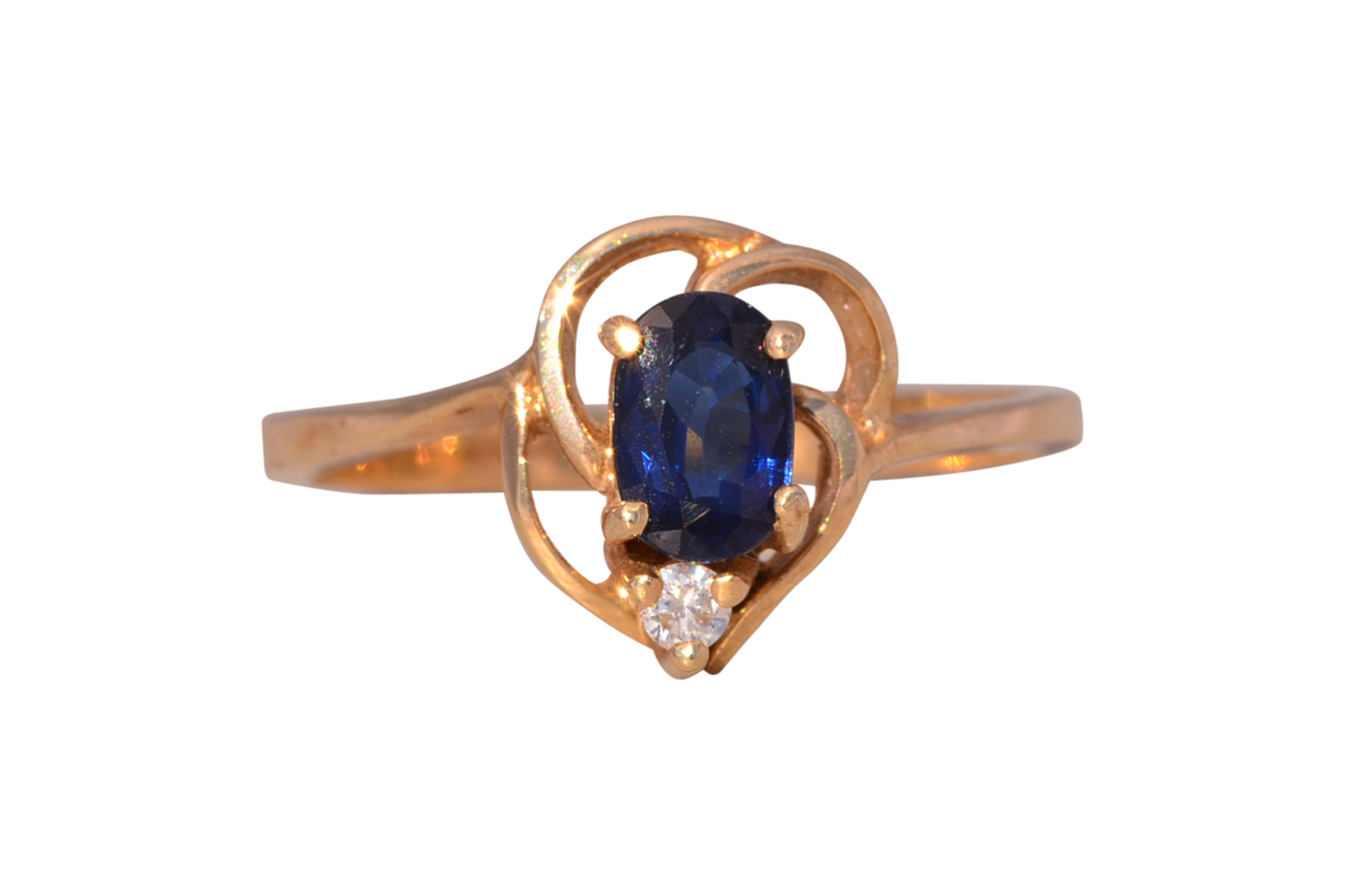 The Celestial Sweep: Sapphire and Diamond Ring in Yellow Gold