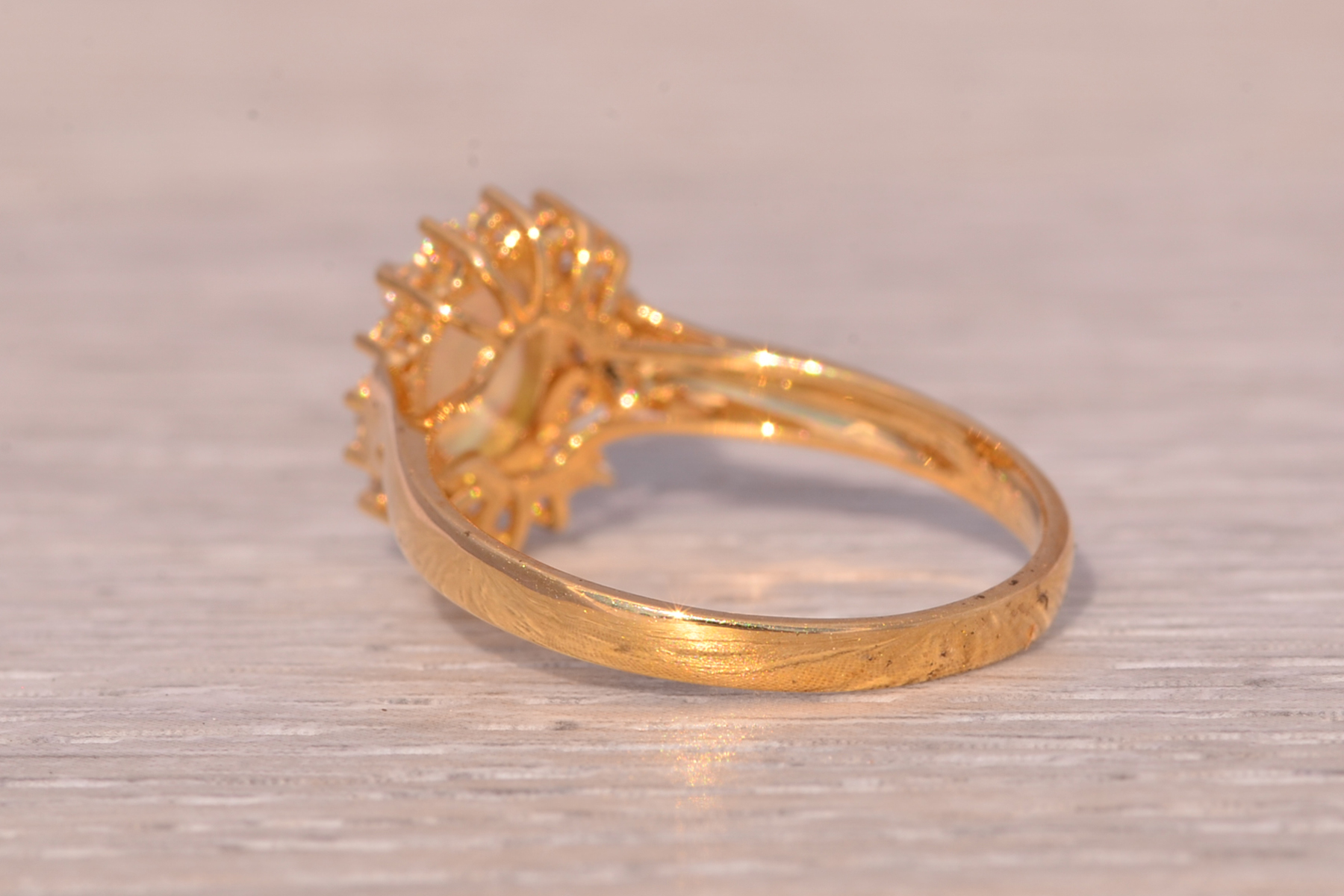 The Enchanted Opal: Natural Australian Opal and Diamond Ring in Yellow Gold - Image 4