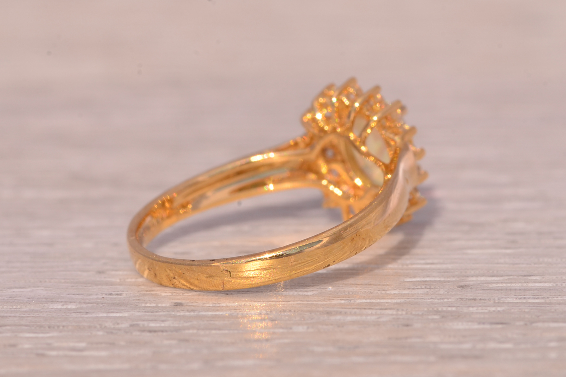 The Enchanted Opal: Natural Australian Opal and Diamond Ring in Yellow Gold - Image 5