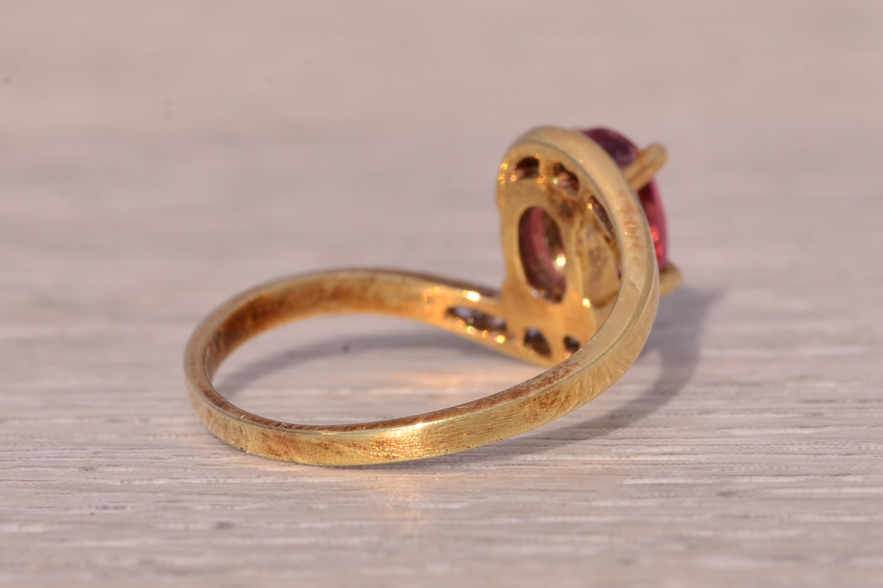 The Celestial Ribbon: Pink Tourmaline and Diamond Ring in Yellow Gold - Image 5