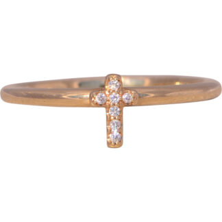 The Celestial Cross: Diamond Cross Ring in Yellow Gold