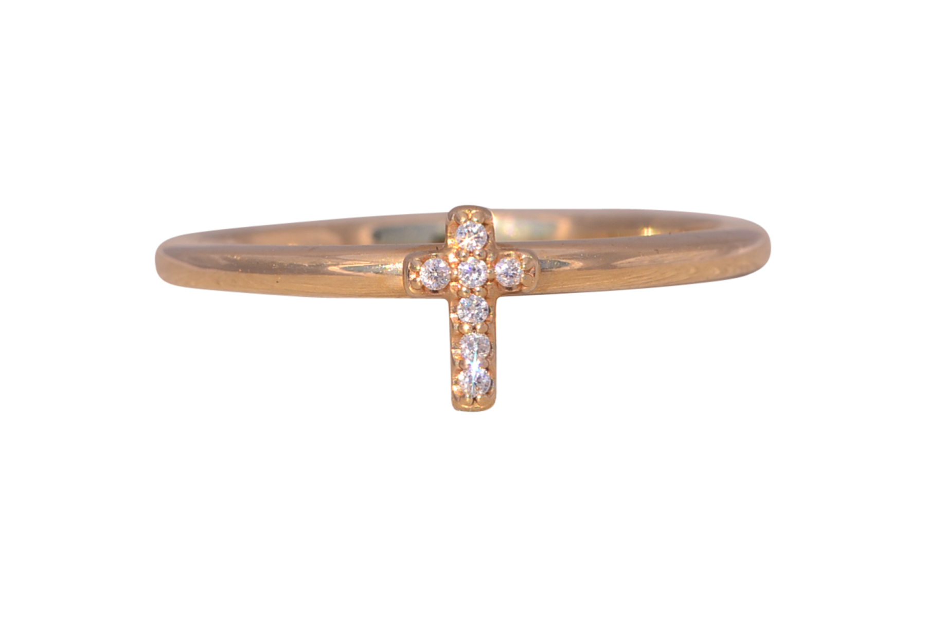 The Celestial Cross: Diamond Cross Ring in Yellow Gold