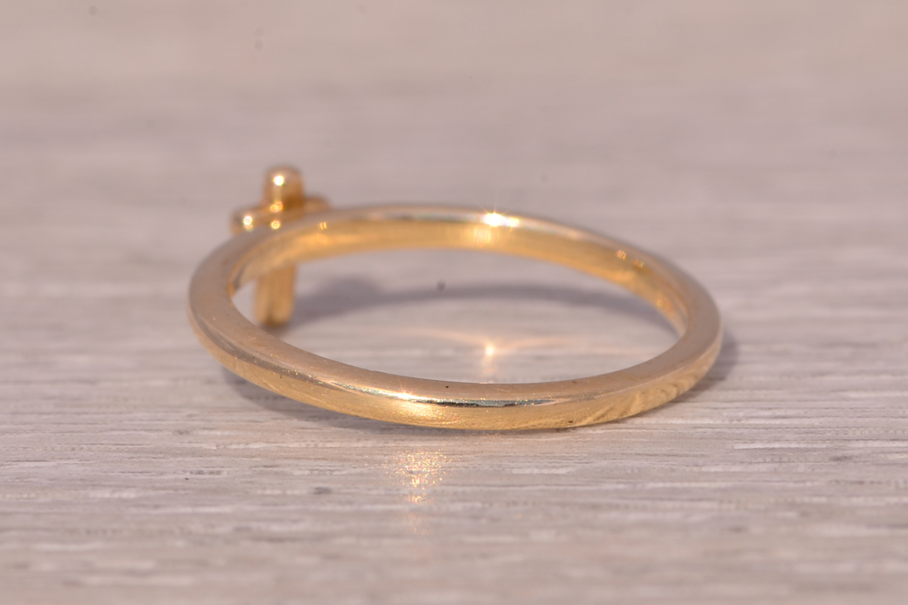 The Celestial Cross: Diamond Cross Ring in Yellow Gold - Image 4