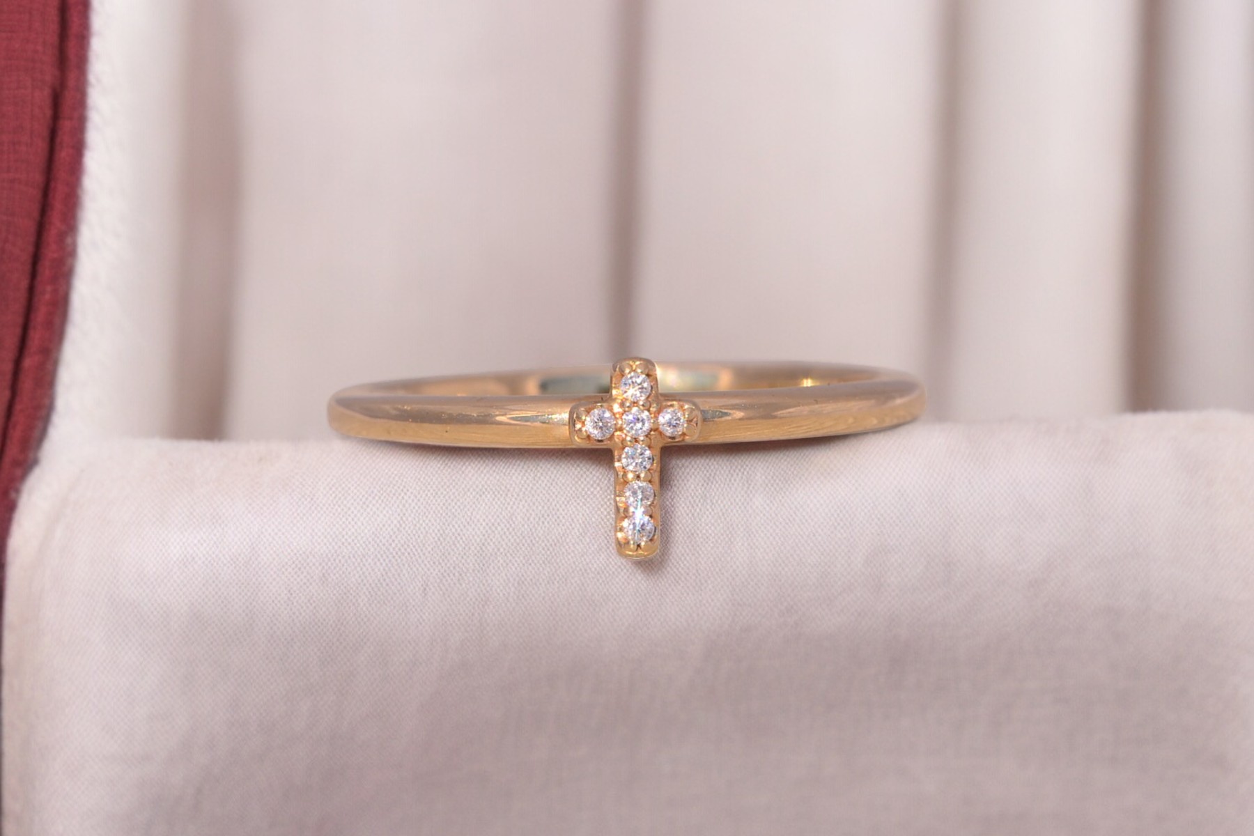 The Celestial Cross: Diamond Cross Ring in Yellow Gold - Image 11