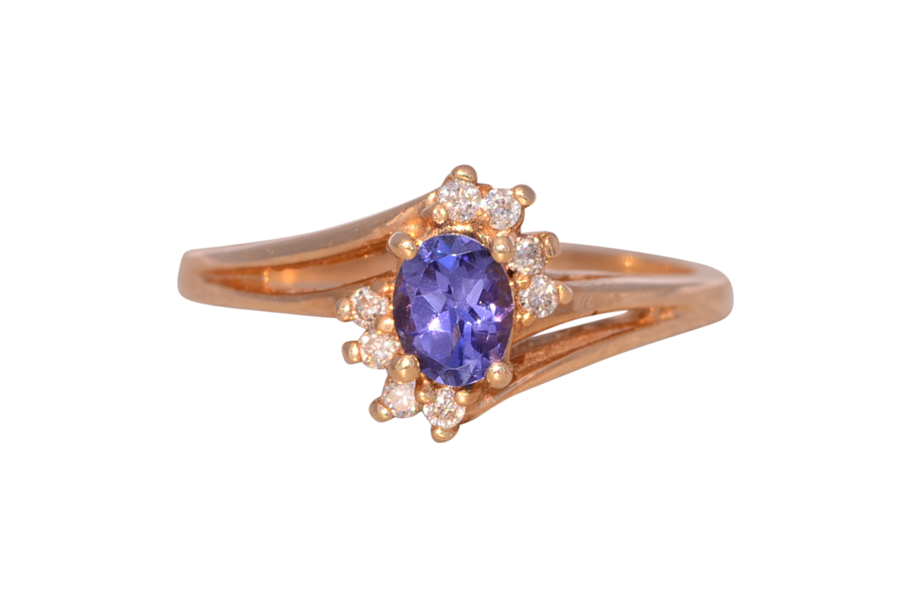 The Celestial Bloom: Tanzanite and Diamond Ring in Yellow Gold