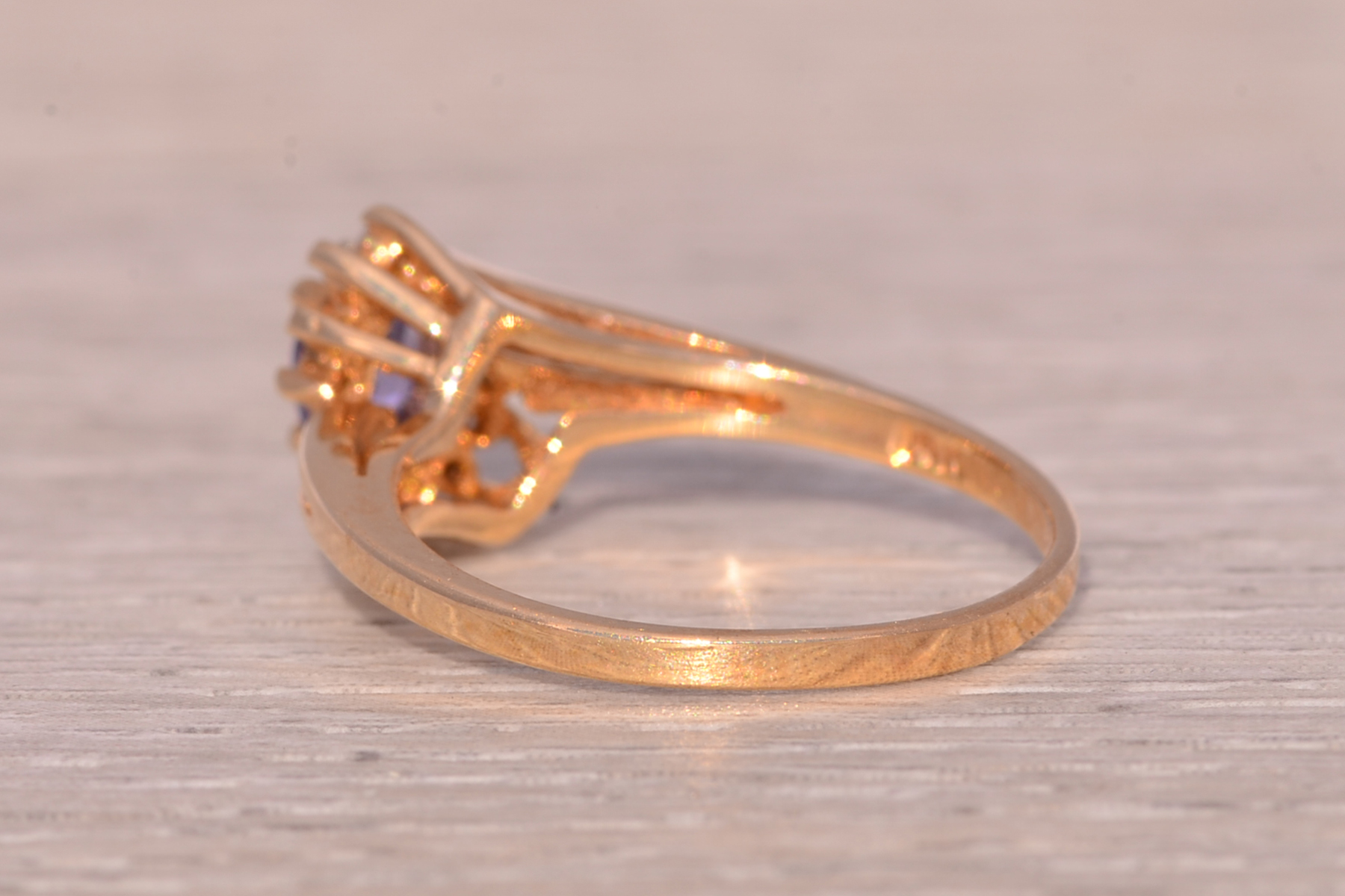The Celestial Bloom: Tanzanite and Diamond Ring in Yellow Gold - Image 4