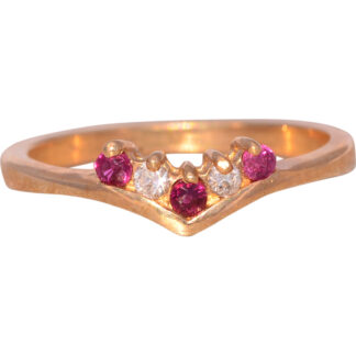 The Starlight Crown: Ruby and Diamond Ring in Yellow Gold