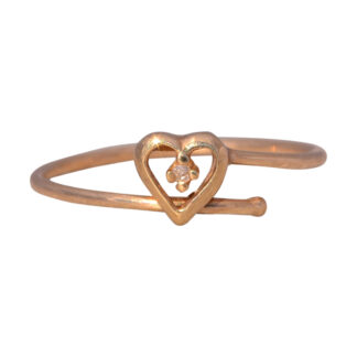 The Celestial Heart: Adjustable Diamond Heart Ring in Yellow Gold