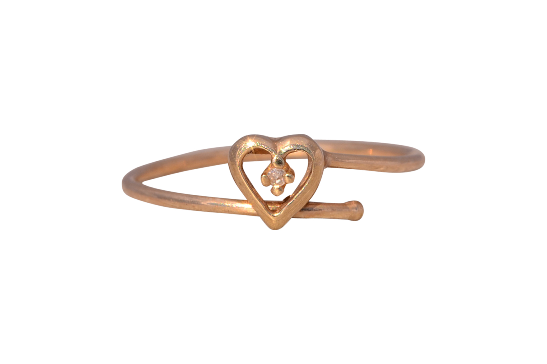 The Celestial Heart: Adjustable Diamond Heart Ring in Yellow Gold
