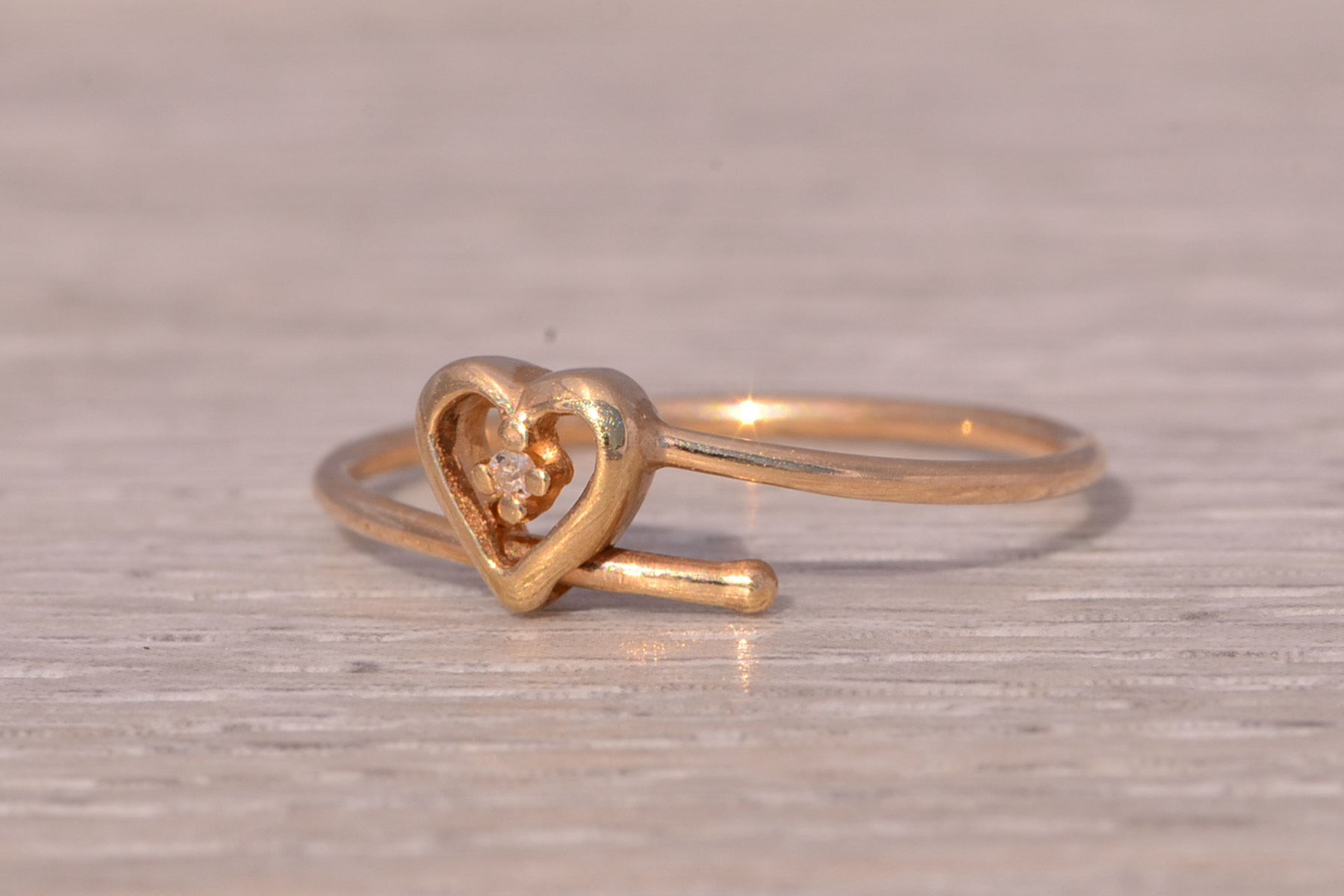 The Celestial Heart: Adjustable Diamond Heart Ring in Yellow Gold - Image 3