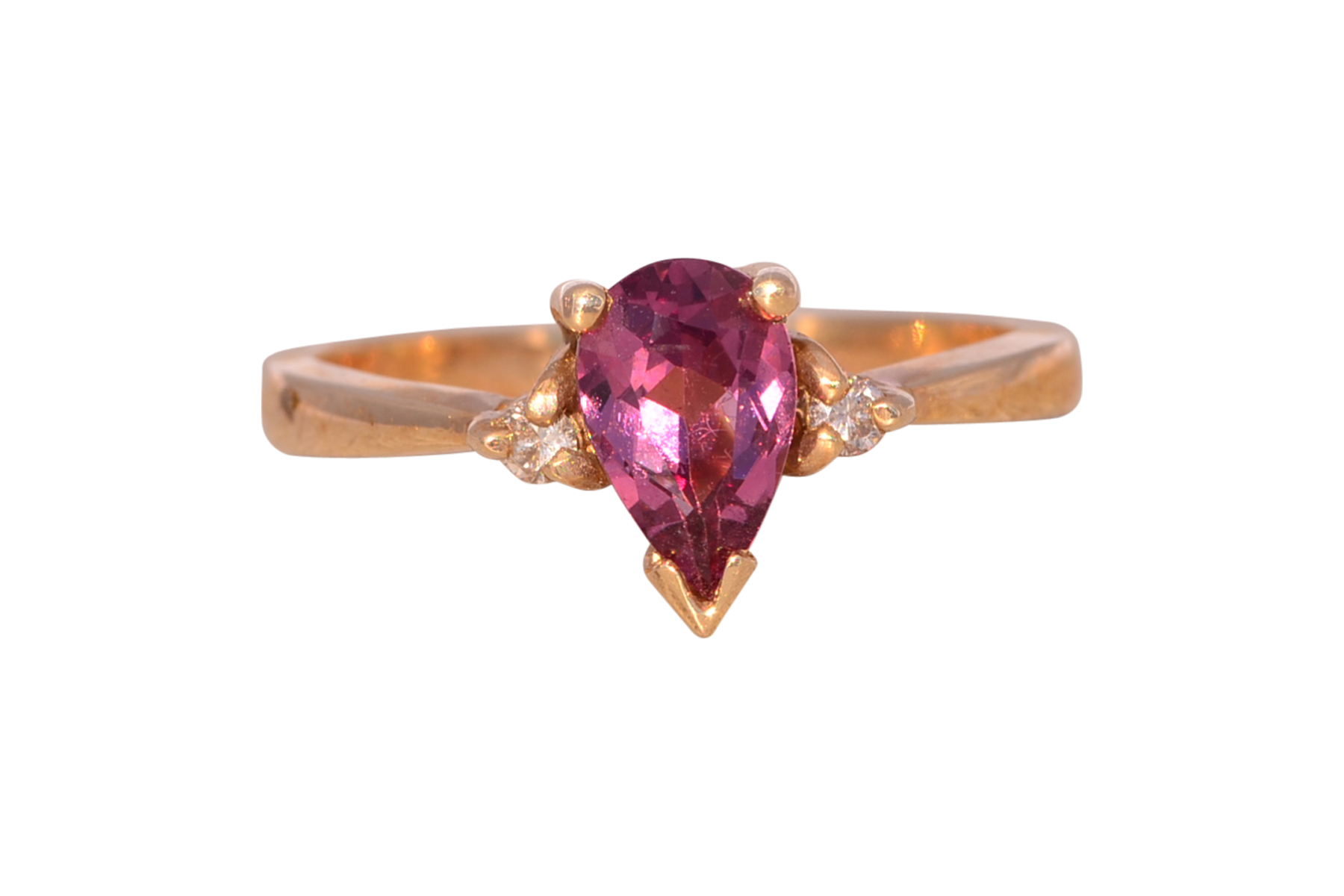 The Celestial Flame: Tourmaline and Natural Diamond Ring in Yellow Gold