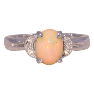 The Welo Spark: Welo Opal and Natural Diamond Ring in White Gold