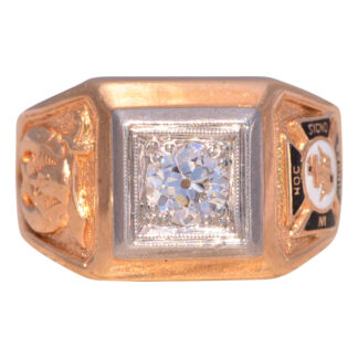 SOLD - The Templar's Legacy: Masonic Knights Templar Diamond Ring in Yellow Gold