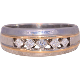 SOLD - The Dual Tone Filigree: Gentleman's Diamond Ring in White and Yellow Gold