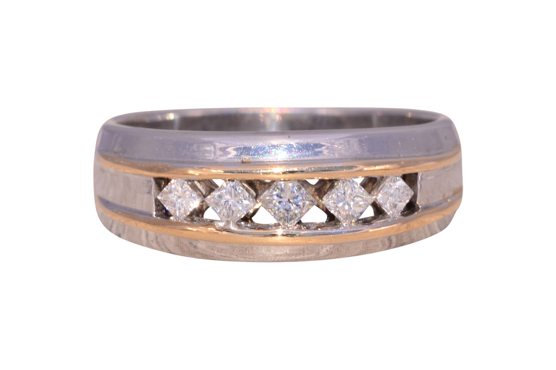 SOLD - The Dual Tone Filigree: Gentleman's Diamond Ring in White and Yellow Gold