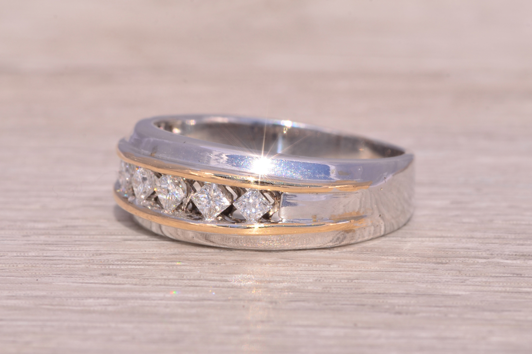 SOLD - The Dual Tone Filigree: Gentleman's Diamond Ring in White and Yellow Gold - Image 3
