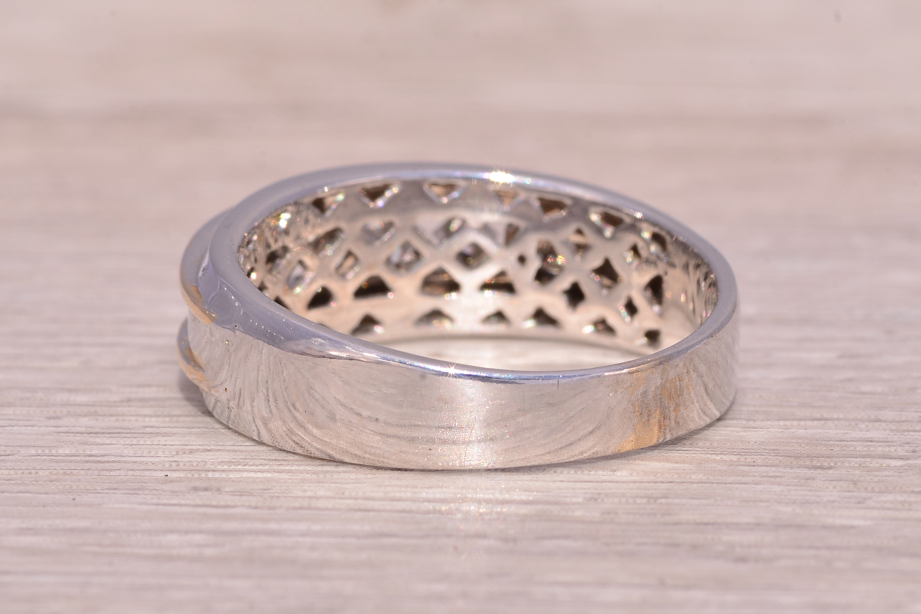 SOLD - The Dual Tone Filigree: Gentleman's Diamond Ring in White and Yellow Gold - Image 4