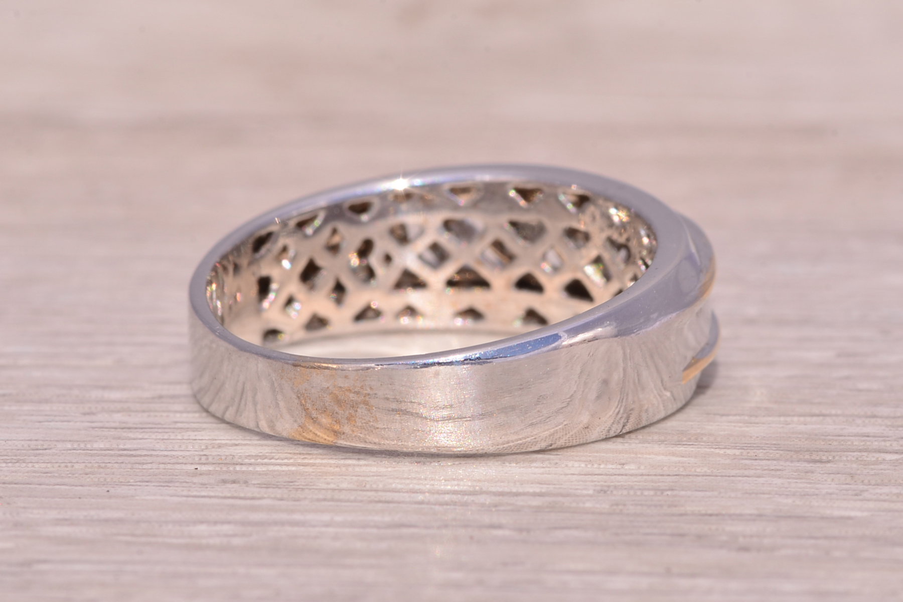 SOLD - The Dual Tone Filigree: Gentleman's Diamond Ring in White and Yellow Gold - Image 5
