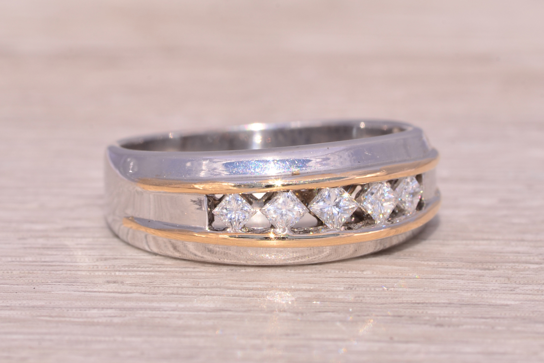 SOLD - The Dual Tone Filigree: Gentleman's Diamond Ring in White and Yellow Gold - Image 6