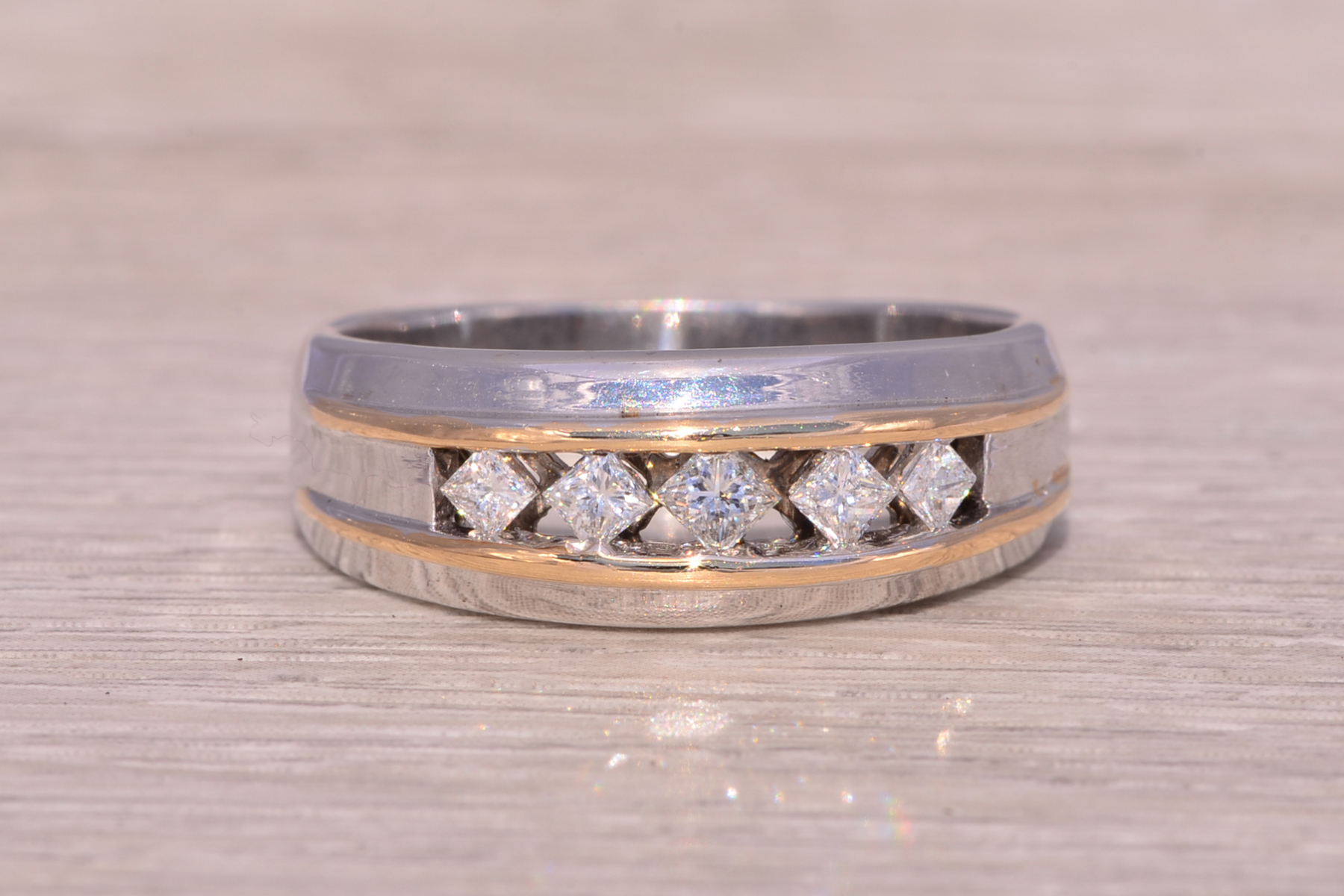 SOLD - The Dual Tone Filigree: Gentleman's Diamond Ring in White and Yellow Gold - Image 7