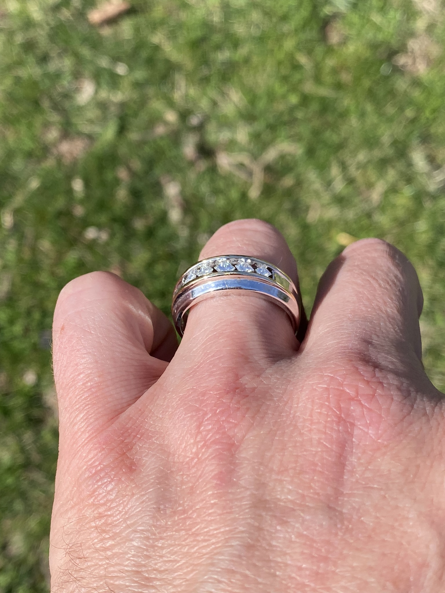 SOLD - The Dual Tone Filigree: Gentleman's Diamond Ring in White and Yellow Gold - Image 9