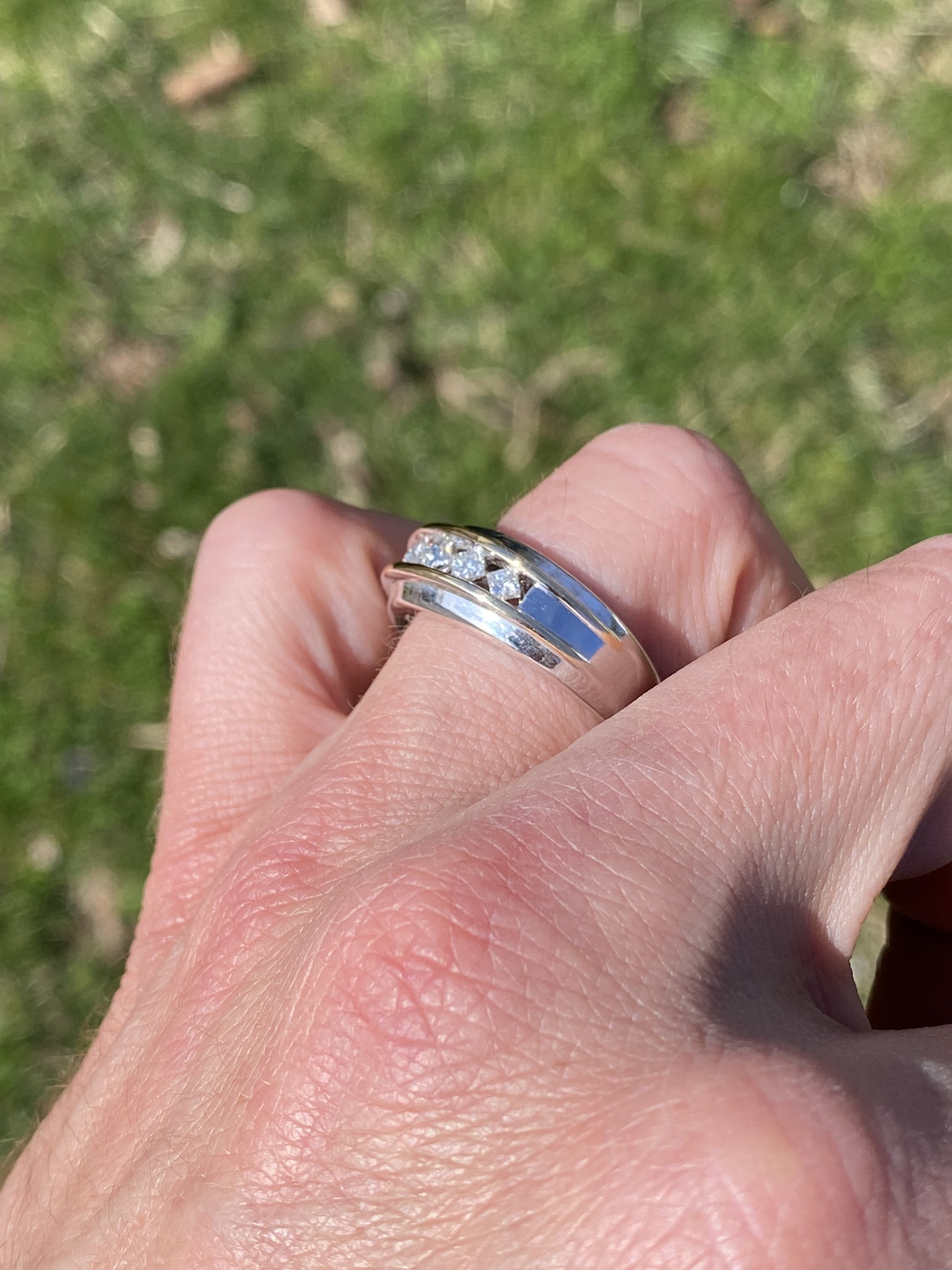 SOLD - The Dual Tone Filigree: Gentleman's Diamond Ring in White and Yellow Gold - Image 10