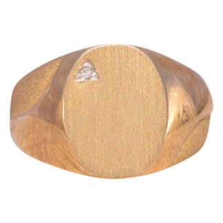 The Triad Signet: Yellow Gold Men's Signet Ring with Diamond