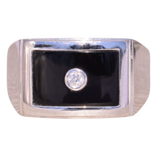 SOLD - The Onyx Brilliance: Diamond and Onyx Ring in White Gold