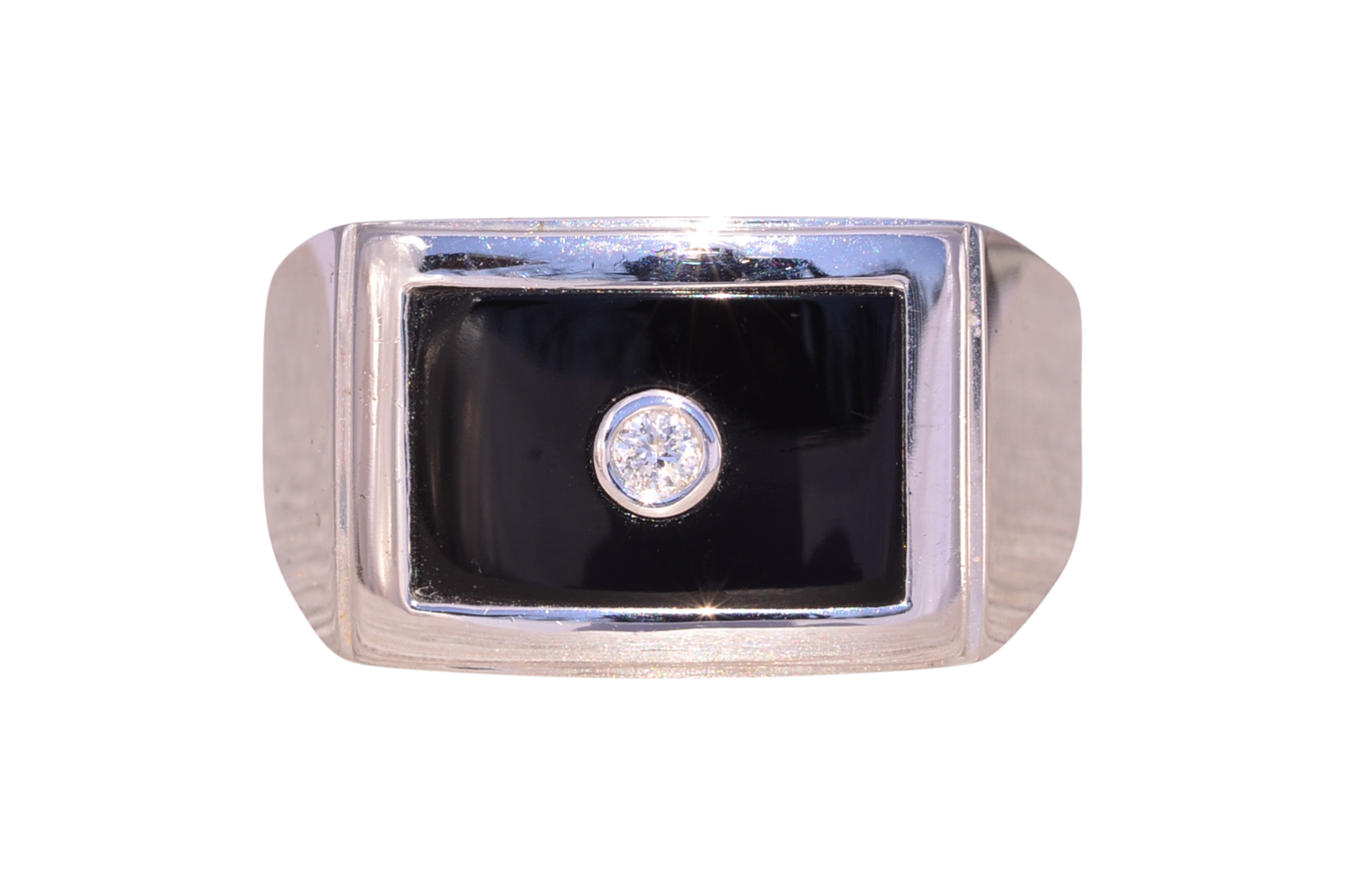 SOLD - The Onyx Brilliance: Diamond and Onyx Ring in White Gold