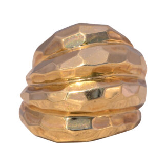 The Hammered Sculpt: Signed Faceted Gold Ring in Yellow Gold