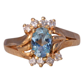 The Sky Glow: Topaz and Natural Diamond Ring in Yellow Gold