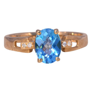 SOLD - The Sky Blue Radiance: Topaz and Natural Diamond Ring in Yellow Gold
