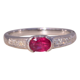 The Ruby Elegance: Natural Ruby and Diamond Ring in White Gold