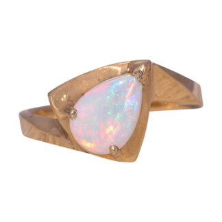 The Opal Flame: Australian Opal Ring in Yellow Gold